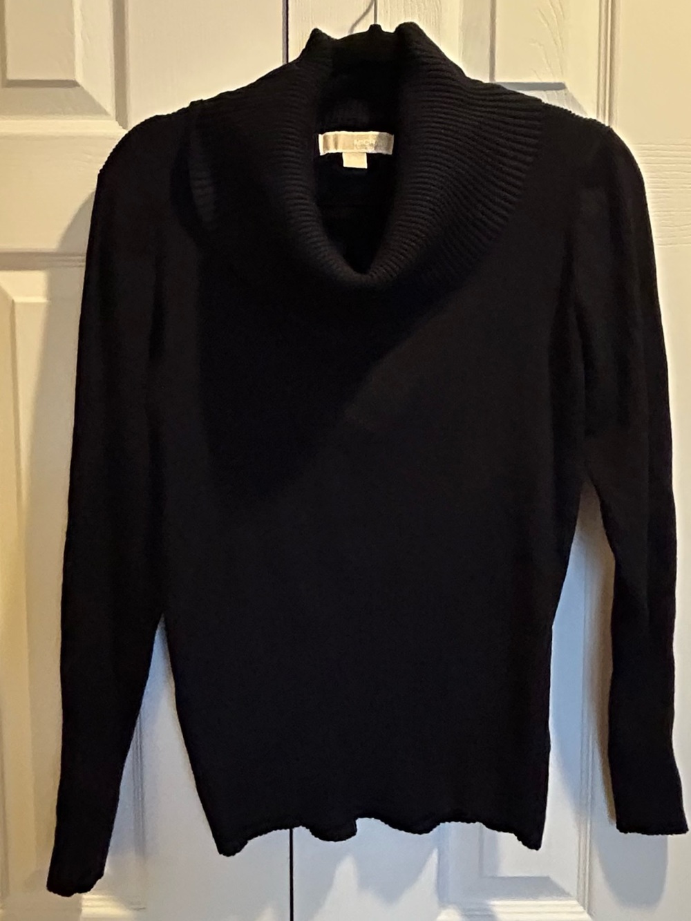 Michael Kors Black Cowl Neck Women's Sweater with cinched waist, size XL
